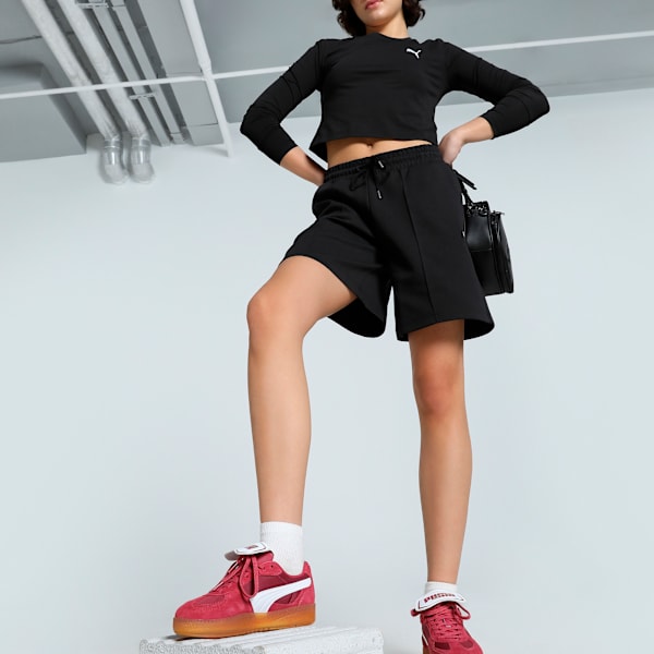 WARDROBE Essentials Women's Relaxed Fit Long Line 8" Shorts, PUMA Black, extralarge-IND